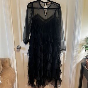 Black sheer Ruffled Dress